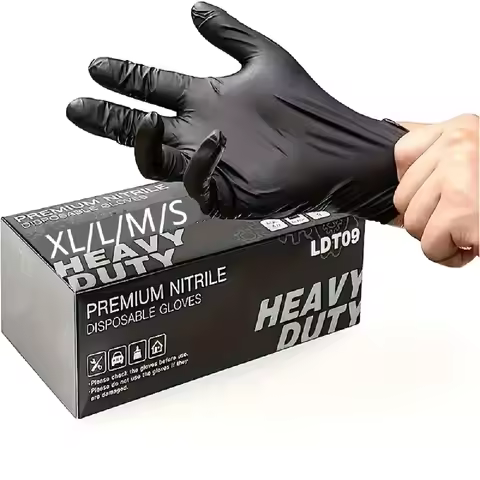 100PCS Black Nitrile Gloves Disposable Latex Powder Free Gloves for Kitchen Cleaning Industrial Work