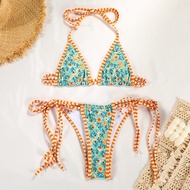 [พร้อมส่ง]Bikiniชุดว่ายน้ำแยกสี พิมพ์บล็อค บิกินี่ บิกินี่ เซ็กซี่ มีแผ่นอก น่ารัก ส่งฟรี a