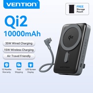 Vention Qi2 15W 10000mAh Power Bank 35W PD PPS Fast Charging Powerbank Built in C cable with Magneti