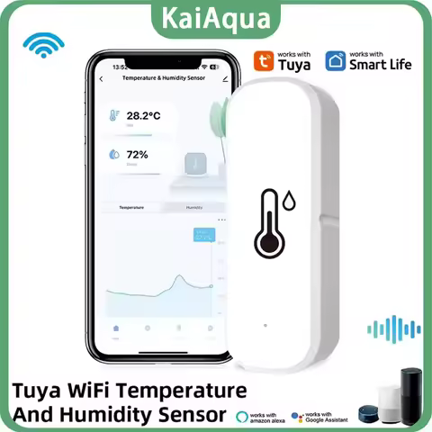WiFi Smart Temperature And Humidity Sensor Battery Powered APP Monitoring SmartHome Security Work Wi
