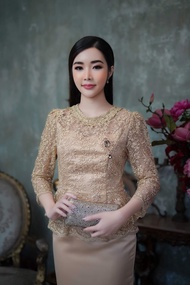 GBK ชุดออกงาน เสื้อลูกไม้ กระโปรงผ้าวาเลนติโน่ มี2สี รหัส 1016