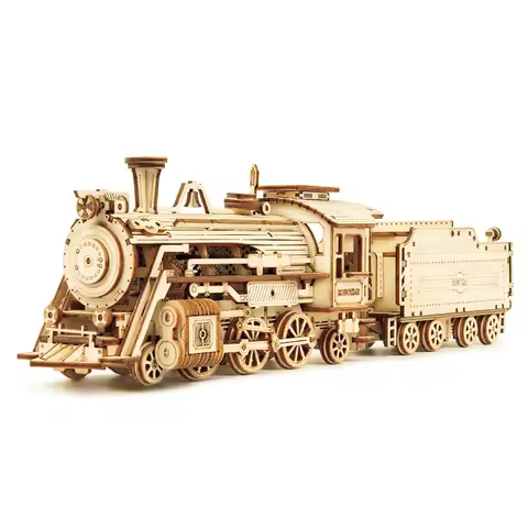 Robotime Rokr 3D Wooden Puzzle Montessori Toys Steam Train, Army Jeep, Heavy Truck Model Building Ki