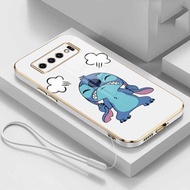 Samsung Galaxy S10+ Plus S9 S8+ Plus Note 10+Plus 9 8 Angry Stitch Soft Phone Case Upset Monster Cartoon Square Edges Plating Cover