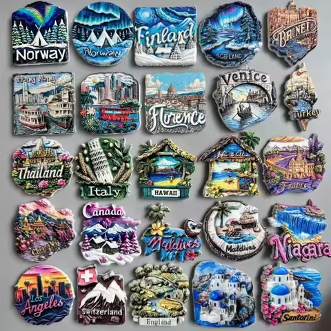 Fridge Magnets Norway Finland Iceland Hongkong Brunei Turkey Thailand Italy Hawaii France Canada Mal