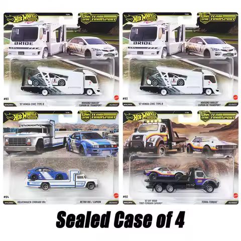 Hot Wheels FLF56-L Team Transport,Camaro Honda Civic Type R Volkswagen Corrado,1:64 Diecast Model Co