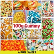 100g (Repacking) V.ka Sour Gummy Candy Masam Manis [dolphin/caterpillar/ cola /Donut] / Hepin Gummy 