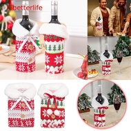 ^hibetterlife^ Knitted Snowflake Red Wine Bottle Cover Christmas Decoration Wine Bottle Cover Household Products