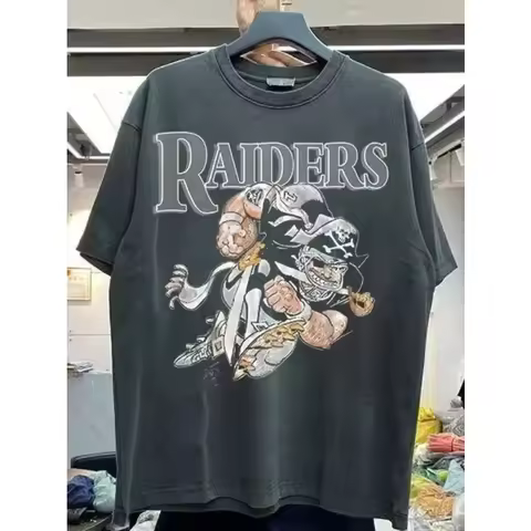 Black short sleeved shirt men's and women's clothing Oakland Raiders 80s Raiders NFL VTG