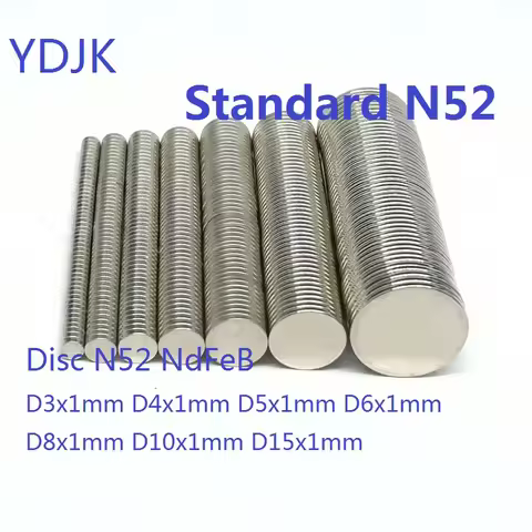 10 50PCS/LOT Disc Standard N52 NdFeB Magnet 3*1 4*1 5*1 6*1 8*1 10*1 Strong Thin Permanent Magnets 3
