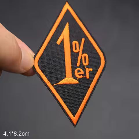 Orange 1 Percent Iron On Embroidered Clothes Patches For Clothing Stickers Garment Wholesale