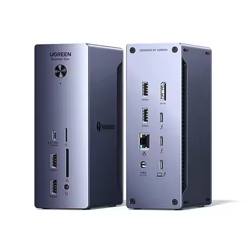 Green desktop vertical docking station 8K 3-screen differential display 40Gbps high-speed Thunderbol