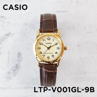 Casio LTP-V001GL-9B Gold Dial Brown Leather Gold Dress Analog Ladies Watch