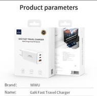 Wiwu 65W Gan 快速PD+QC 3.0 充電器 (2 type c + 1 USB)
