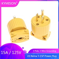 Nema 5-15P US Rewireable Power Plug Adapter 15A Industrial Wiring Electric American 3 Pole Male Plug