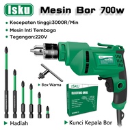 ISKU Mesin Bor Listrik 10mm Electric Drill Bor Beton Kayu Besi Tembok Bor Listrik Impact Drill