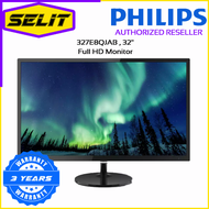 (SELIT TRADING) PHILIPS E Line Wide-View 327E8QJAB/69, 32 (31.5" / 80 cm diag.), 1920 x 1080 (Full HD), IPS technology, W-LED system, VGA, DisplayPort &amp; HDMI (digital, HDCP) Input, LCD Monitor 3 Years Onsite Warranty With Philips Singapore.