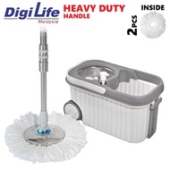 DIGILIFE Strong Durable Big Pail Microfiber Spin Mop Floor Cleaner Spinner Basket w/ Heavy Duty Mop 
