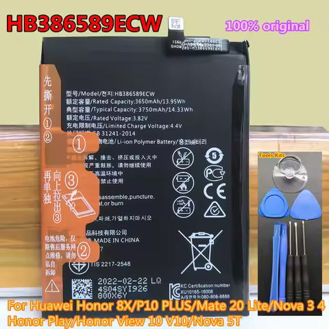 New Original HB386589ECW Battery for Huawei P10 Plus Honor Play 8X 20 20S Nova 3 4 5T PAR-LX1 PAR-LX