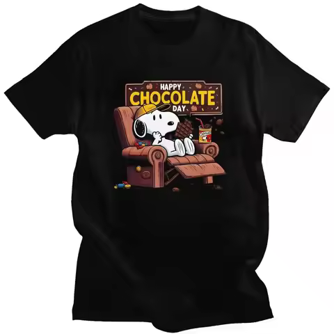 Custom Cute Cartoon Snoopy T Shirt Men 100% Cotton T-shirt Casual Tee Tops Streetwear Tshirt