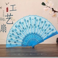 Fan Black Rod Peacock Folding Fan Chinese Style Dancing Hanfu Student Fan Embroidery Fan 1105GS