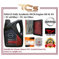 NISSAN Fully Synthetic 0W20 Engine Oil 4L SP/GF-6 + TC oil filter + TC Air Filter