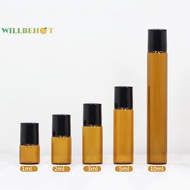 [WillbehotS] 1ml 2ml 3ml 5ml 10ml Amber Thin Glass Roll On Bottle Empty Refillable Bottle Sample Test   Vials With Roller [NEW]