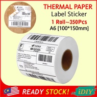 A6 Thermal Paper Thermal Sticker 350pcs 100*150mm High Quality Thermal Paper Roll