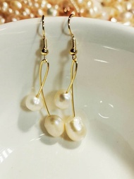 相擁天然巴洛克珍珠耳環手作