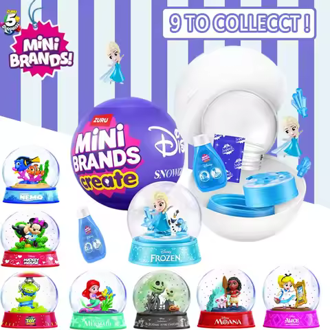 ZURU 5 Surprise Mini Brands Create Disney Snowglobes Figurines Princess Toys Princess Collectibles C