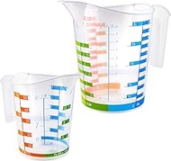 Tribello Measuring Cup Set 1 Cup and 1 Quart Plastic, With Easy To Read Measurements - BPA Free - 16
