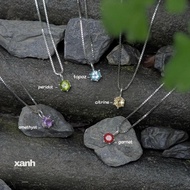 Basic 5mm round pendant necklace with five-element natural multi-colored stone - Xanh Jewelry
