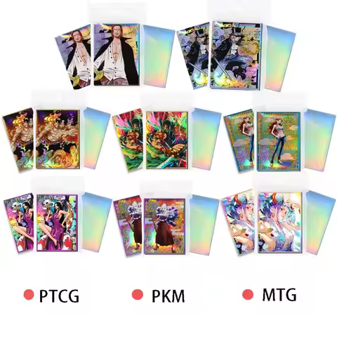 60PCS One Piece Holographic Card Sleeves Nami Sabo Zoro Ace Shanks Trading Card Protector Cover MTG/
