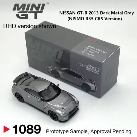 In Stock TSM MINIGT 1089 1:64 NISSAN GTR R35 2013 Dark Metal Gray NISMO R35 CRS Version MGT01089 Die