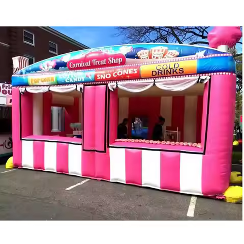 New Pink Inflatable Concession Stand Portable Carnival Inflatable Treat Shop Tent Stand Booth Candy 