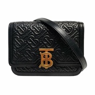 BURBERRYTB迷你黑色牛皮TB單肩包斜挎包金色五金可拆卸肩帶