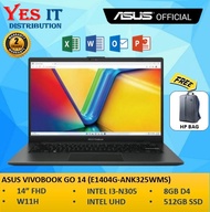 Asus VivoBook Go 14 E1404G-ANK325WMS 14 FHD (INTEL I3-N305 512GB SSD 8GB DDR4 WIN11) Laptop