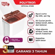 mesin cuci 2 tabung polytron pwm-8072 8kg hijab low watt garansi