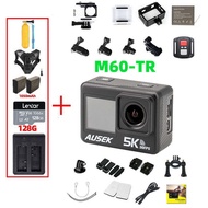 Orig AUSEK M60ที่ M60TR กล้องแอคชั่นแคมเมรา5K 20MP 30FPS 2.0สัมผัส LCD 5X EIS หน้าจอคู่30M รีโมตคอนโ