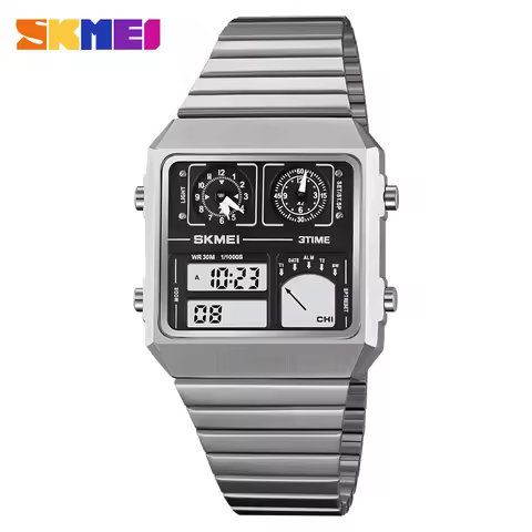 SKMEI 2198 Men's Leisure Business Electronic Watch LED Digital Watch Waterproof Digital StainlessSte