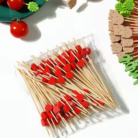 Creative Disposable Fruit Sticks Kitchen Accessories Art Bamboo Sticks Cocktail Burger Decorative St