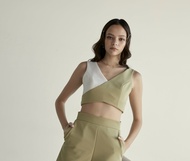 Twotwice - Light olive crop top