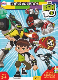 Bundanjai (หนังสือเด็ก) Coloring Book Stickers Ben 10 No 1