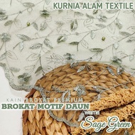 ½ meter Kain Brukat Etnik Sumba Premium Motif Salur DAUN warna SAGE GREEN Brokat Tile Prancis (Bahan