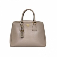 PRADA 灰色牛皮金扣Galleria殺手包手提款肩背包