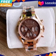 นาฬิกาข้อมือผู้หญิง Michael Kors Bradshaw Chronograph Brown Dial Rose Gold-tone and Tortoiseshell Ac