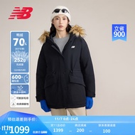 NEW BALANCE NB官方24新款羽绒服女款秋冬鸭绒连帽毛领中长款外套 BK AWJ43353 S