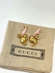 全新 Gucci 耳夾 金色鳥 珐琅耳環 古馳