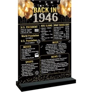 Trgowaul 80th Birthday Decorations Women Men, Black Gold Back in 1946 Birthday Poster Acrylic Table 