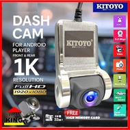 Kitoyo Android Recorder with ADAS For Android Player Car Recorder Car Dash Camera USB Front Rear DVR