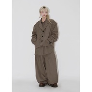 < E-fact > SECOND ALLEY Minimalist Tailoring Loose Glossy Short Suit Jacket Long Pants blazer for me